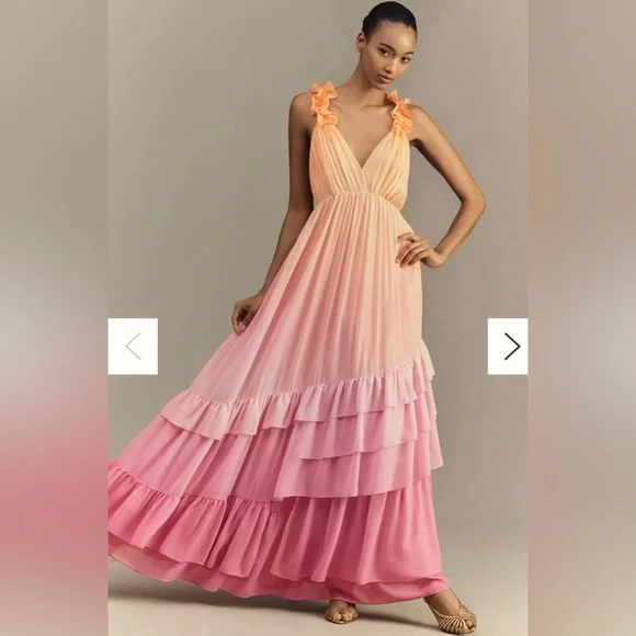 BHLDN Anthropologie V Neck Ombré Maxi Dress - worn once - Picture 3 of 12